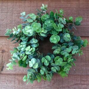 Eucalyptus‎ mini Wreath Candle Ring Primative Farmhouse Greenery Wreath